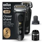 Braun Series 9 Pro+ Men's Electric Shaver with 5 Pro Razor Elements, ProComfort Attachment, 2-in-1 System, Cleaning Station, 60 Minutes Running Time, Made in Germany, 9590cc, Black