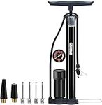 SZSHIMAO Bike Pump, Bicycle Floor Pump, Track Pump, Ball Pump, Stand Pump 160 PSI Guage Fits Schrader and Presta Valve Types for Bike Tires Basketball Football Balloons (Black)