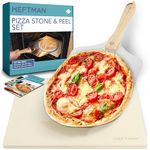 HEFTMAN Pizza Stone and Peel Set - Cordierite Pizza Stone for Oven, Grill, BBQ with Aluminium Pizza Paddle for Perfect Pizza Crust - Baking Stone for Pizza, Bread, Cookies Pizza Oven Accessories