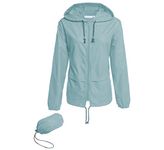 Hount Women's Lightweight Hooded Raincoat Waterproof Packable Active Outdoor Rain Jacket (S-3XL), Light Green, 3X-Large