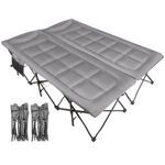 REDCAMP 2 Person Extra Wide Camping Cots for Adults 500lbs, 59" W Oversized Heavy Duty Sleeping Cots, XXXL Cots Portable for Indoor Office Outdoor, Grey