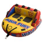 MewVeer Inflatable Towable Tube for Boating and Watersports - 1-2 Riders Towable Deck Tube with Full Nylon Cover -Inflatable Towable Boat (Yellow)