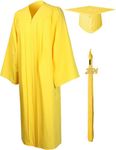 Raj Costume Convocation Dress Gradution Gown and Cap for Kids Adult Men Women Girls College School Degree Gown Academic Gown (AdultFreeSize, Yellow)