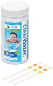 Clearwater CH0043 50 Dip Test Strips for Swimming Pool and Spa Treatment, Measures PH, Alkaline and Chlorine