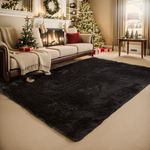 ISMOL Super Fluffy Rug 2x3 Feet Shaggy Bedroom Area Rug Plush Non-Slip Rug for Living Room Kids Room Modern Soft Furry Carpet for Nursery Room Black