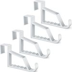 Space Saving Plastic Over Door Hooks Door Hanger Hooks Multi Hanging Storage Organizers Door Hangers Door Towel Hooks for Coats, Towels, Bags, Hats, Scarves Home Accessories(White,4 Pieces)