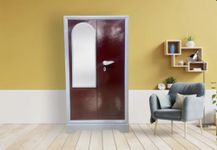 Steel Wardrobe | 1 Year Warranty | Steel Almirah for Clothes | 2 Door with Mirror Cupboard berow, 1 Hanging Space 4 Shelf Brown with Ash Color