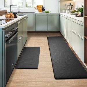 Roccar Kitchen Rugs and Mats, Anti Fatigue Waterproof for Kitchen, Office & Garage，Non Skid Standing Kitchen Rug 2 Piece —（44x75cm+44x150cm）