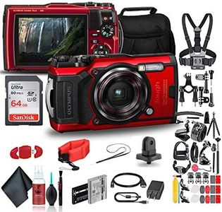 Olympus Tough TG-6 Waterproof Camera (Red) - Action Bundle - with 50 Piece Accessory Kit + Extra Battery + Float Strap + Sandisk 64GB Ultra Memory Card + Padded Case + More