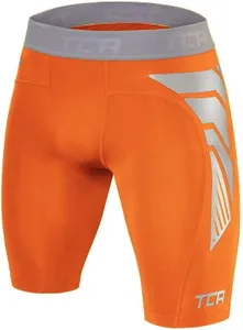 TCA Mens' and Boys' CarbonForce Pro Compression Base Layer Shorts Thermal Under Gear - Orange, L