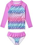 QPANCY Girls Rash Guard Swimwear Swimsuit Bathing Suits UPF 50+ Sun Protection, Mermaid A97, 8-9 Years