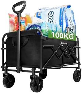 Hikenture Wagon Cart Foldable, Utility Heavy Duty Folding Wagon, Ultra-Compact Portable Grocery Cart with All-Terrain Wheels, Collapsible Wagon for Garden, Beach, Shopping, Camping, Sports