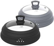 Microwave Splatter Cover Vented Glass Splatter Guard Lid with Collapsible Silicone for Food as Pot Cover 11.8 inch Large Cover 2 Pack