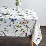 VOGOL Spring Summer Tablecloths Wrinkle Free Anti-Fading Table Cloth Linen Blue Birds and Floral Rectangle Table Cover for Kitchen Dining, Party, Holiday, Buffet and Wedding