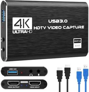 4K HDMI Video Capture Card,Nintendo Switch Capture Card for Streaming Gaming and Broadcasting,USB3.0 1080P 60FPS Video Recorder, Works with PS4, Xbox Series X/S, 3ds, PS5, Xbox One X/S, OBS, Camera