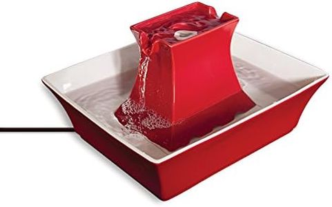 PetSafe Drinkwell Ceramic Pagoda Fountain, Drinking Fountain for Cats and Dogs, Dual Water Stream - 2 Litre, Red