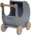 Wooden Dolls Pram Dusty Grey/Blue