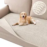 H.VERSAILTEX Plush Chenille Dog Bed Cover Thick Soft Loveseat Cover for 2 Cushion Couch Anti Slip Couch Cover Furniture Protector for Dog, Pet, Cat (35" x 62", Ivory)