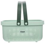 Alipis Portable Shower, Plastic Storage Basket with Handle, Drainage Shower Tote Organizer Basket Toiletries Bin Container Holder for Bathroom, Kitchen, Dorm, Room, Gym, Green