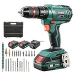 STANEW 20V MAX Impact Drill, Cordless Hammer Drill Set, Electric Screwdriver Driver Tools Kit with 2 Battery, Fast Charger 1/2" Keyless Chuck 2 Variable Speed 18+3 Torque Setting, 24 Piece Accessories