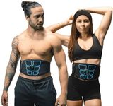 FlexTone Ab Stimulator - Ab Belt Muscle Toner for Men, Women - Abs Machine - Electrical Stimulator System for Strengthening & Toning Core - Muscle Machine Workout Equipment - Home Gym Accessory Black