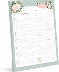 Bliss Collections Magnetic Meal Planner Notepad, 50 Sheets - Garden Soiree 152 x 229 To Do List and Organiser for Groceries, Meal Prep, Notes, Tasks to Keep You Organised, Easy Tear-Off Sheets