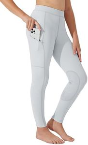 Willit Big Kid Girls Horse Riding Pants Tights Kids Equestrian Knee-Patch Youth Schooling Tights Zipper Pockets Light Grey L]