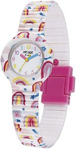 HIP HOP, Collezione Kids Fun, Orologio Bambini Rainbow, con Cinturino Intercambiabile in Silicone e Tessuto, Pratica Chiusura, Indici Multicolore, Sfere Rosa, Azzurra e Gialla, Cassa 28 mm