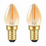 2 Pack Mini E14 0.5W LED Light Bulbs, C7 E14 LED Vintage Night Light Bulb Amber Ultra Warm White 2200K Candle Bulbs E14 SES Small Screw Edison Bulb Candelabra Salt Lamp Bulb