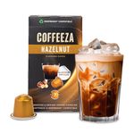 COFFEEZA Hazelnut Flavoured Aluminium Coffee Capsules, Intensity - 7 ,100% Arabica Coffee, Nespresso Compatible Coffee Pods, Box Of 1 (10 Capsules) - 0.1 Kg