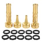 2 Pack Heavy-Duty Brass Adjustable Twist Hose Nozzle and 2 Pack Solid Brass Jet Sweeper Jet Nozzle, with 10 Rubber Washers