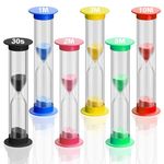 HASTHIP® 6PCS Small Sand Timer Hourglass Sandglass Sand Clock Timer 30sec / 1min / 2mins / 3mins / 5mins / 10mins(8.8cm High)