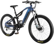 Cyrusher Aluminum Electric Bike 27.5inches Flex, 250W 25km/h 48V 15Ah 95km, Full Suspension, 8 Speed, Hydraulic Disc Brakes, Blue
