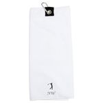 IDEAL 365 Personalised Custom Embroidered Premium Lightweight Microfibre Golf Towel with Carabiner Clip - 40 x 55 cm (White)