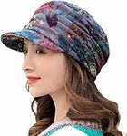 Dexsawoi Newsboy Hats and caps for Women, Pageboy hat Fashion, Floral Pleated Short Brim Hat, Fashion Ladies Painter Newsboy Caps, Berets Newsboy Caps for Women （Grey）