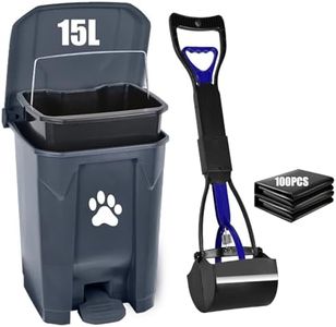 mayayaday Outdoor Dog Poop Trash Can Pet Waste Station Dog Waste Trash Can Pooper Scooper for Dog Poop Yard Garden Kitchen with Lid, Pedal, Removable Inner Bin, Large Waste Bag, Grey(Fully Assembled)