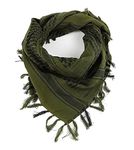 LORJE 100% Cotton Shemagh Scarf Arab Tactical Desert Thickened Scarf Wrap for Women and Men, Green, 42" x 42"