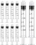 50 Pack 3ml Syringes Luer Lock with Measurement, Plastic Syringe for Scientific Labs, Liquid Dispensing and Refilling, Multiple Uses Measuring Syringe Tools