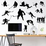 WOYINIS Removable Hockey Player Silhouette Wall Sticker Hockey Sport Wall Decal Peel & Stick Boys Teens Room Decor Classroom Game Room Playroom Wall Decoration