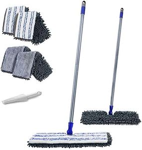 MASTERTOP Two Sided Dust Mop Floor Cleaning System - 360 Microfiber Mop,Wet Dry Mop,Flat Flip Mop for Hardwood, Laminate, Vinyl, Tiles,4 Washable Soft Mop Refill