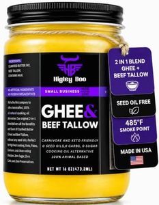 Ghee Butter & Beef Tallow for Cooking, Seed Oil Free, 16 oz Jar | Clarified Butter Blend, Keto, Carnivore & Paleo, 485°F Smoke Point for Frying & Searing, Shelf Stable Glass Jar, Made in USA