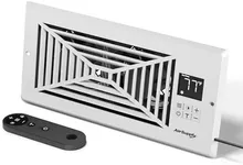 TURBRO Register Booster Fan, Fits 4” x 10” Register Holes, Enhances HVAC Airflow, 4-way Vent Grille, 10-speed Fan, Intelligent LCD Controller, Thermal Probe, Thermostat Control, Remote Control, White