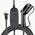 VEVOR Level 1+2 EV Charger, 15 Amp 110-240V, Portable Electric Vehicle Charger with 25 ft Charging Cable NEMA 6-20 Plug NEMA 5-15 Adapter, Plug-in Home EV Charging Station for SAE J1772 Electric Cars