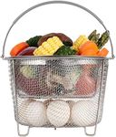 AOZITA Steamer Basket for Instant Pot Accessories 6 qt or 8 Quart - 2 Tier Stackable 18/8 Stainless Steel Mesh Strainer Basket - Silicone Handle - Vegetable Steamer Insert, Egg Basket, Pasta Strainer