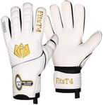 FitsT4 Goalie Goalkeeper Gloves with Fingersaves & Super Grip Palms Soccer Goalkeeper Gloves for Youth, Adult, Gold, 9