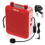 Giecy Portable Voice Amplifier with Headset Microphone 30W Rechargeable Battery 2800mAh Powerful Sound System for Teachers, Guides, Coaches, Presenters(Red)