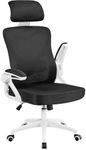 Yaheetech Computer Desk Chair Home Office Ergonomic Swivel Chair with Arms and Height Adjustable Back Support for Study or Manager Work White/Black