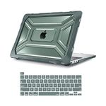 MOSISO Compatible with MacBook Pro 13 inch Case 2020 2021 2022 Release M2 M1 A2338 A2289 A2251 with Touch Bar, Heavy Duty Plastic Hard Shell Case with TPU Bumper & Keyboard Cover, Midnight Green