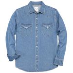 Dubinik® Denim Shirt Men Mens Denim Shirts Long Sleeve Jeans Shirt for Men Cotton Regular Fit Pearl Snap Casual Work Shirts