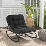 Grand patio Indoor & Outdoor Rocking Chair Thicken Padded Cushion Rocker Chair for Front Porch, Garden, Backyard, Grey